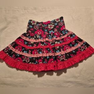 Pumpkin Patch girls size 7 ruffle trim skirt, adjustable waist, brown, pink VGUC